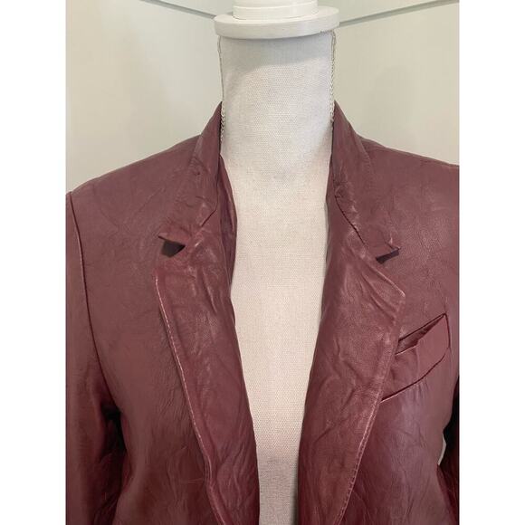 Zadig & Voltaire Verys Creased Leather Jacket in Burgundy - Picture 5 of 14